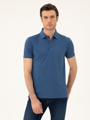 Cacharel Indigo Slim Fit Polo Collar Mercerized T-Shirt
