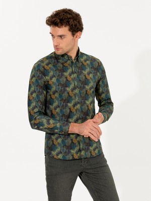 Cacharel Khaki Slim Fit Long Sleeve Shirt