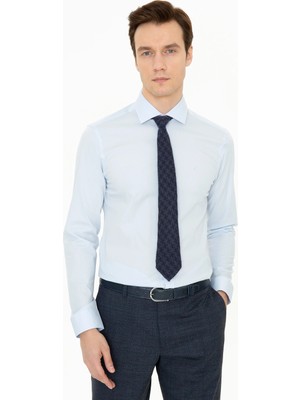 Cacharel Light Blue Slim Fit Long Sleeve Basic Shirt