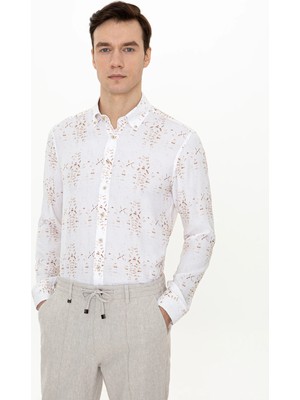 Cacharel Beige Slim Fit Long Sleeve Shirt