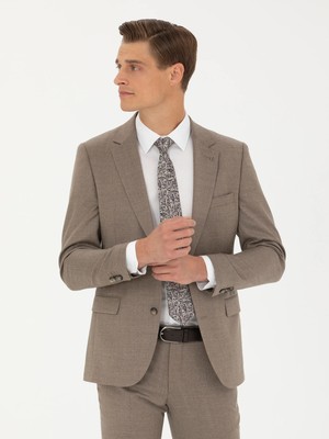 Cacharel Camel Slim Fit Wool Blend Classic Blazer