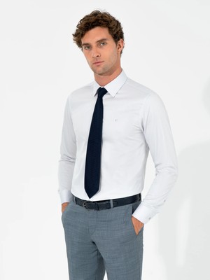 Cacharel Light Grey Slim Fit Long Sleeve Basic Shirt