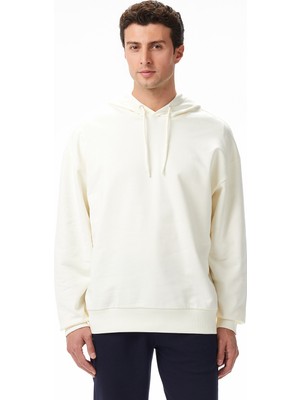 Nautica Men's Cream Oversize Hooded Sweatshirt