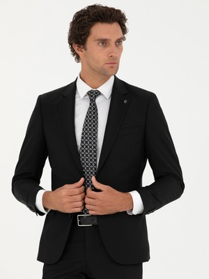 Cacharel Black Slim Fit Wool Blend Classic Blazer