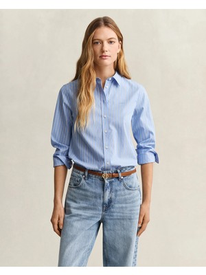 Gant Women's Blue Regular Fit Striped Shirt
