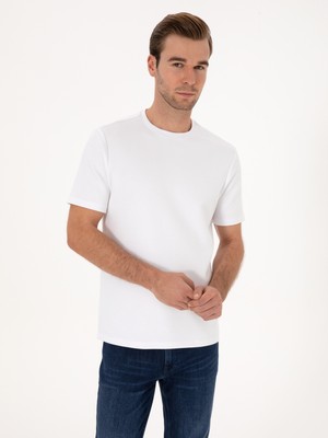Cacharel White Regular Fit Modal Blend Crew Neck T-Shirt