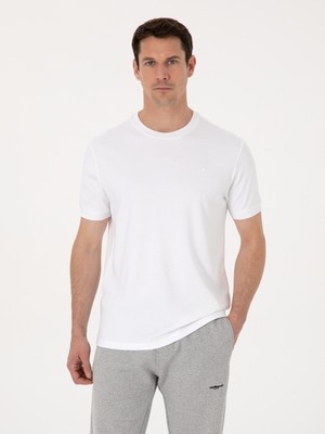 Cacharel White Regular Fit %100 Cotton Crew Neck Basic T-Shirt