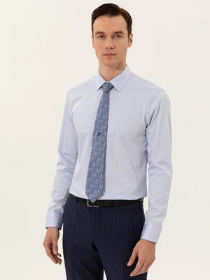Cacharel Light Blue Slim Fit Long Sleeve Basic Shirt