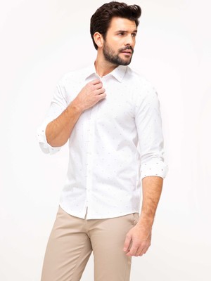 Cacharel White Slim Fit Long Sleeve Shirt