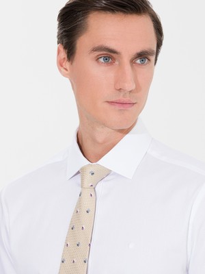 Cacharel White Slim Fit Long Sleeve Basic Shirt