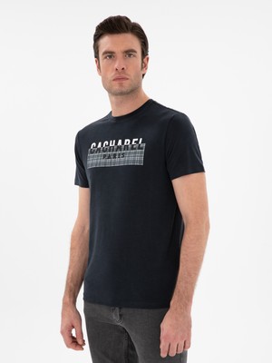Cacharel Black Slim Fit Crew Neck Patterned T-Shirt