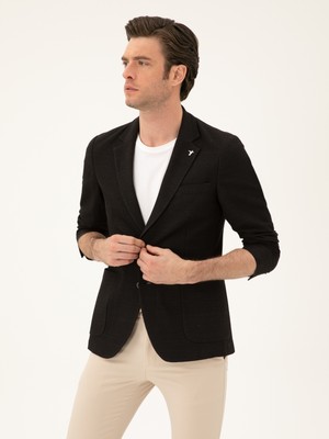 Cacharel Black Slim Fit Cotton Blend Blazer