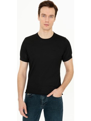 Cacharel Black Slim Fit Crew Neck Knit T-Shirt
