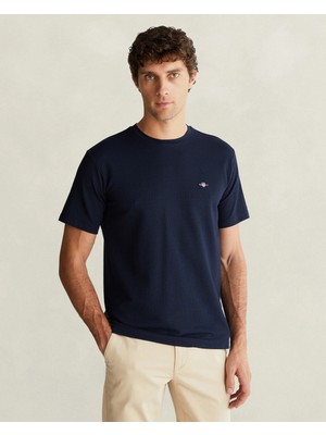 Gant Men's Navy Crew Neck Regular Fit Logo T-Shirt