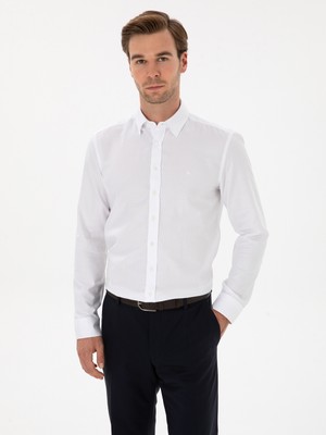 Cacharel White Slim Fit %100 Cotton Shirt