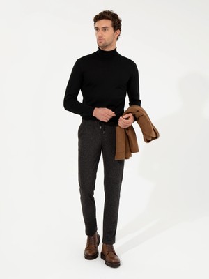 Cacharel Black Slim Fit Turtleneck Basic Knit Sweater