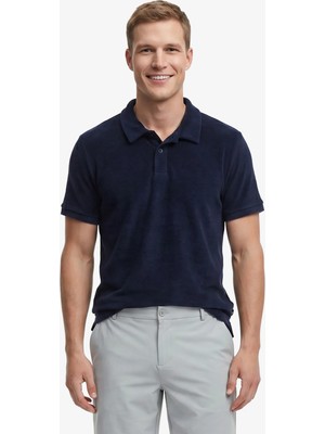 Nautica Men's Navy Regular Fit Terry Polo Collar T-Shirt