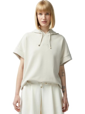 Nautica Women's White Relaxed Fit Short Sleeve Sweatshirt