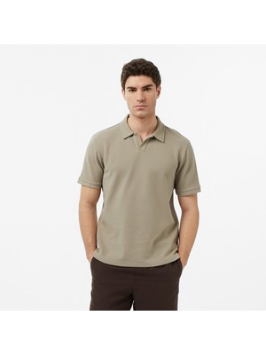 Nautica Men's Beige Regular Fit Polo Collar T-Shirt