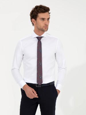 Cacharel White Slim Fit Long Sleeve Basic Shirt