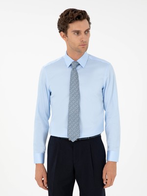 Cacharel Light Blue Slim Fit Long Sleeve Basic Shirt