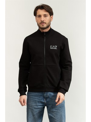 Ea7 Men's Zip-Up Sweatshirt Black