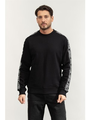 Versace Jeans Couture Brushed Cotton Fleece Men's Crew Neck Sweatshirt Black
