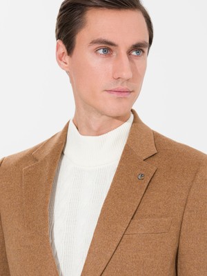 Cacharel Camel Slim Fit Cashmere Blazer
