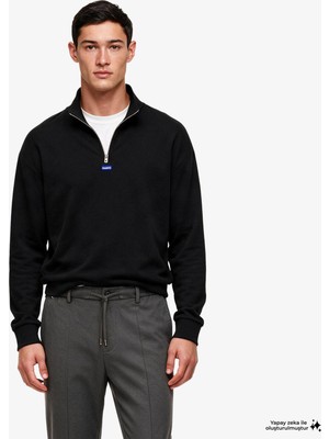 Hugo Neeler Half Zip Men's Black Sweatshirt