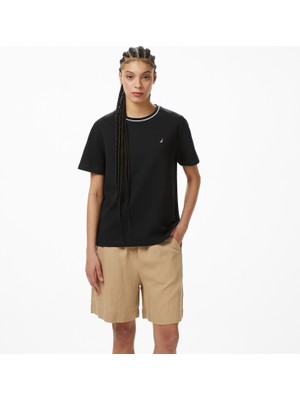 Nautica Women's Black Regular Fit T-Shirt