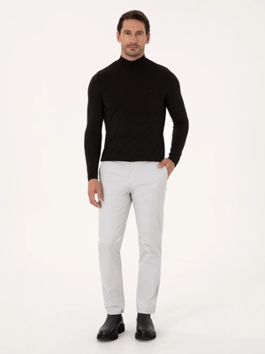 Cacharel Light Grey Regular Fit Cotton Blend Canvas Trousers