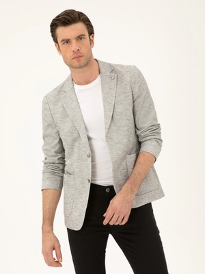 Cacharel Light Grey Slim Fit Cotton Blend Blazer