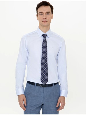 Cacharel Light Blue Slim Fit Long Sleeve Basic Shirt