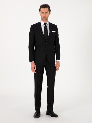 Cacharel Black Slim Fit %100 Wool Classic Suit