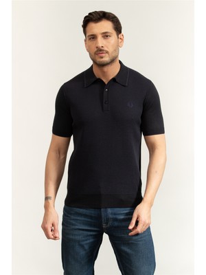 Fred Perry Tonic Waffle Knitted Shirt Men's Polo Shirt Navy