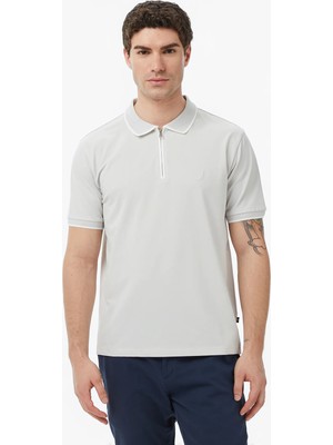 Nautica Men's Grey Regular Fit Polo Collar T-Shirt