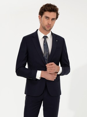Cacharel Navy Slim Fit Wool Blend Blazer