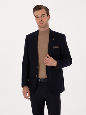 Cacharel Navy Slim Fit Wool Cashmere Blend Blazer