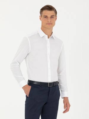 Cacharel White Slim Fit Long Sleeve Classic Shirt