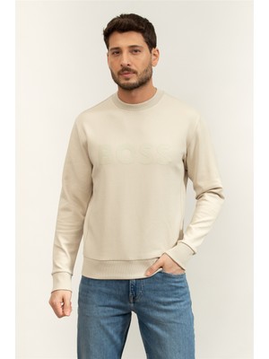 Boss Salbo Men's Crew Neck Sweatshirt Beige