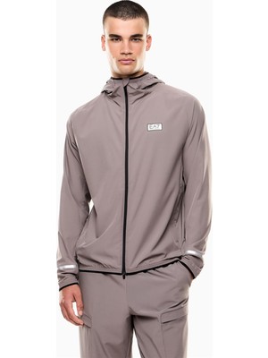 Ea7 Men's Zip-Up Sweatshirt Smoke Grey