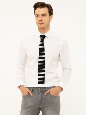 Cacharel White Slim Fit Long Sleeve Basic Shirt