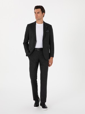 Cacharel Black Micro Pattern Wool Blend Suit