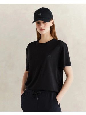 Gant Women's Black Crew Neck Regular Fit T-Shirt