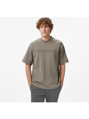 Nautica Men's Brown Regular Fit Printed T-Shirt