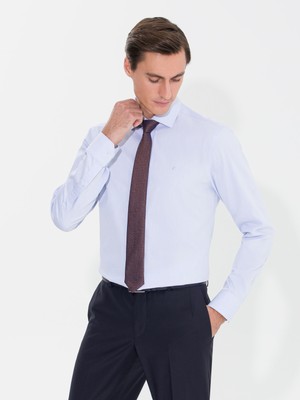 Cacharel Light Blue Slim Fit Long Sleeve Basic Shirt