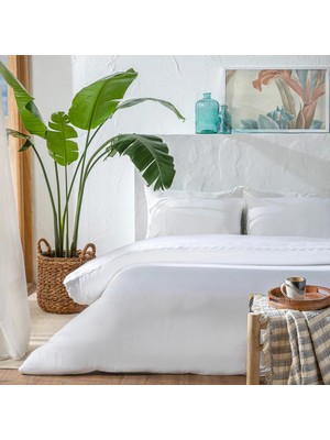 Chakra Aniel Bamboo Extra King Size Duvet Cover Set 260X220 cm White