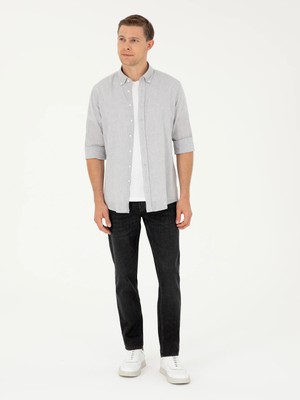 Cacharel Dark Grey Slim Fit Cotton Blend Jeans