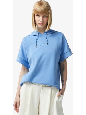Nautica Women's Blue Relaxed Fit Hooded Sweatshirt