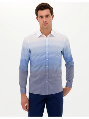 Cacharel Blue Slim Fit Long Sleeve Shirt